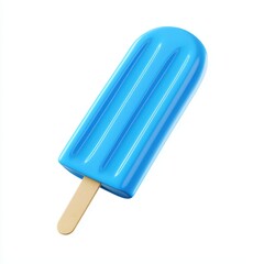 Bright blue popsicle isolated on a bright white background