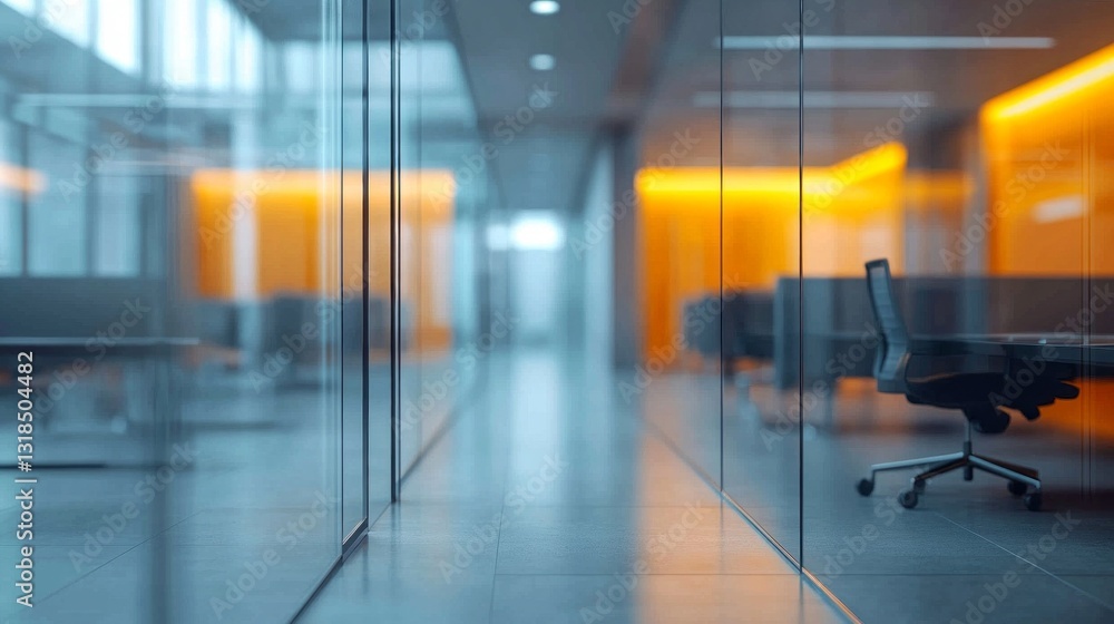 Poster a spacious hallway in a contemporary office features glass walls that create an open feeling. dim am
