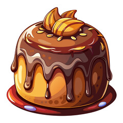 Watercolor Molten Lava Chocolate Cake with Rich Oozing Sauce. Perfect for: Fine dining dessert menus, romantic dinner promotions, indulgent chocolate branding