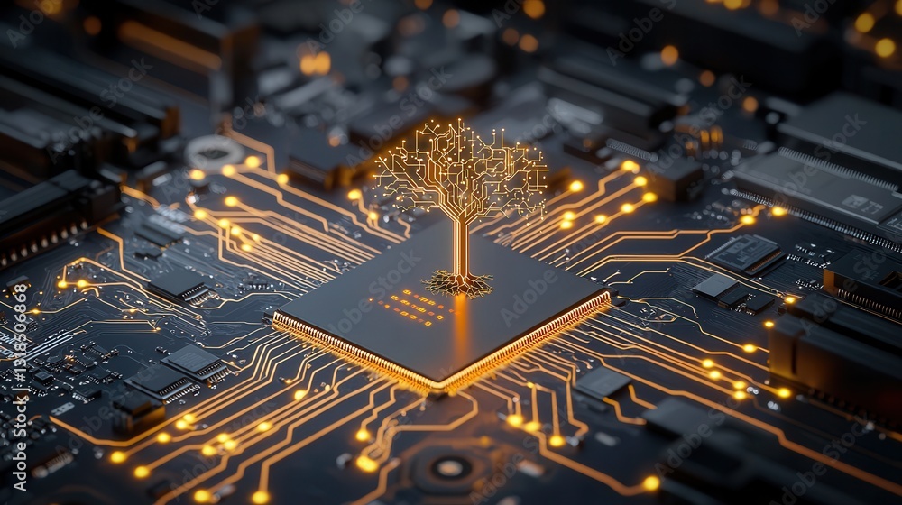 Aufkleber intelligence and digital evolution representing technological advancement in a futuristic and abstra