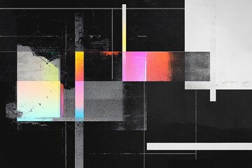 black geometric background combined with retro VHS style