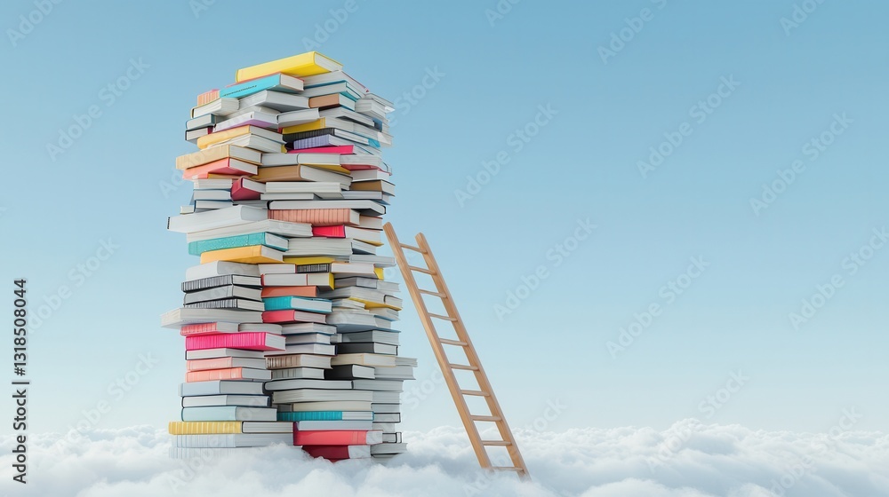 Poster and symbolic representation of lifelong learning and the pursuit of knowledge depicted through a tow