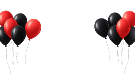 black and red balloons isolated on white background