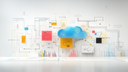 Fototapeta premium Stunning cloud that beautifully blends watercolor and digital elements creating a captivating and visually striking composition