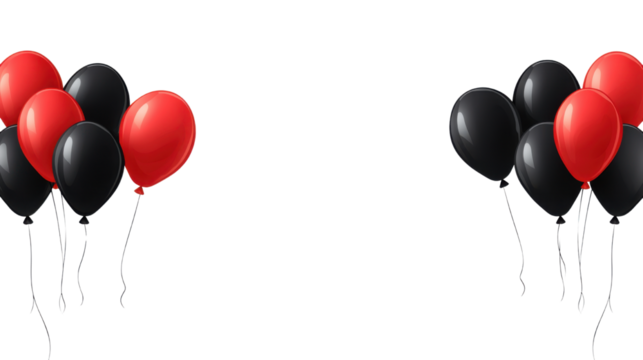 black and red balloons isolated on white background