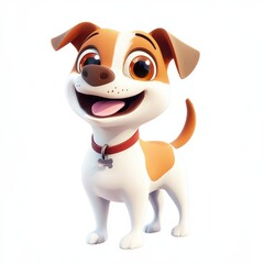 Naklejka premium Joyful dog with a wagging tail, isolated on clear white background