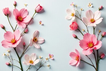 Obraz premium Minimalist floral pattern featuring delicate petals and stems, design, nature