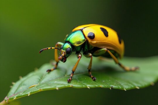 Small yellow-green beetle with gelbbindige furchenbiene halictus scabiosae body, insect, halictus scabiosae
