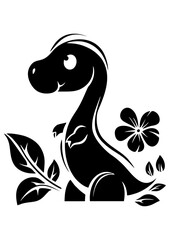 Art Nouveau cute dinosaur Graphic Accents, vector illustration, vintage elements	
