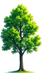 Obraz premium Varying branches in shades of green on white background, trees, isolated, simple