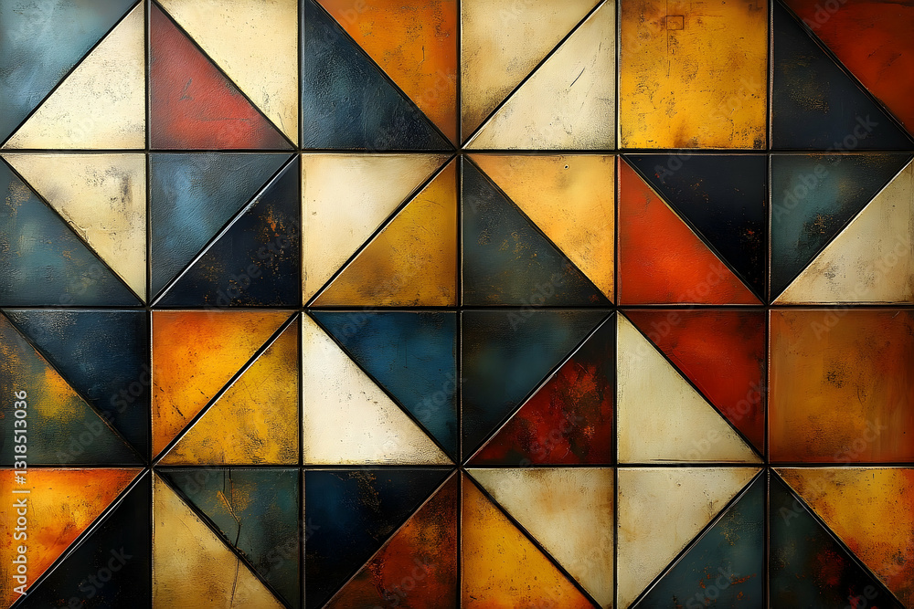 Poster triangular mosaic pattern with rich colors