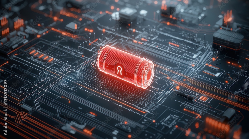 Poster cyber defense and network security concept featuring futuristic digital technology backdrop with glo