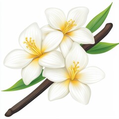 Stunning white flower surrounded by green leaves captured in a clean minimalist style on a bright white background