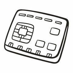 Hand Drawn Outline of a Smart Chip Card