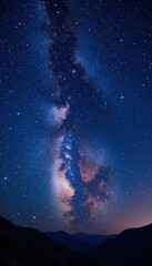 Fototapeta premium Nighttime view of stars shining brightly in the dark universe, darkness, cosmic light, universe