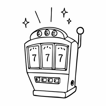 recommend clip art: Hand Drawn Slot Machine with Jackpot Winning Symbols and Stars