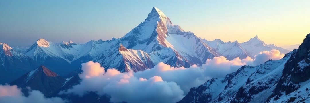Killer mountain Nanga Parbat from unique perspective with clouds and mist, parbat, himalayas