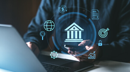 Digital banking and financial technology concept.