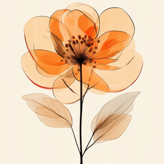 Fototapeta premium The image is a digital illustration of a flower with a minimalist and modern design. The flower has five large, semi-transparent petals that overlap each other. 