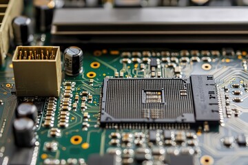Detailed motherboard chip imagery essential for future tech innovations.