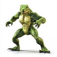 Fototapeta premium Lizard-Man Superhero with Regeneration Powers and Sticky Grip, isolated on clear white background