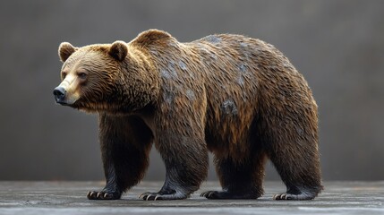 Obraz premium Large brown bear walking on a wet surface