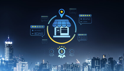 Online Shopping Business Concept with Ratings and Reviews. 