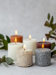 Burning Scented Candles with Eucalyptus for Relaxation and Ambiance
