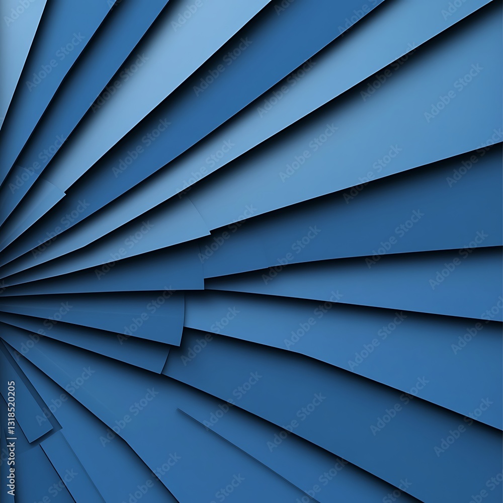 Aufkleber abstract blue paper layers forming a dynamic spiral pattern with geometric shapes and textures
