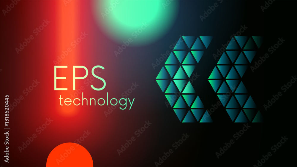 Aufkleber abstract glowing arrow triangles glass with neon light on dark background. retro futuristic art desi