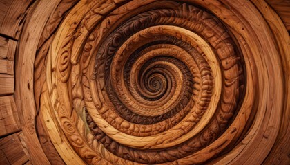 Fototapeta premium Psychedelic spiral patterns on wood background, spiral, organic