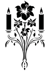 Art Nouveau Candle and Candlestick Graphic Accents, vector illustration, vintage elements	