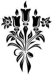Art Nouveau Candle and Candlestick Graphic Accents, vector illustration, vintage elements	
