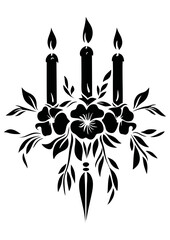 Art Nouveau Candle and Candlestick Graphic Accents, vector illustration, vintage elements	