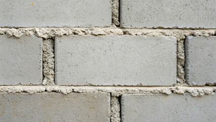 Close-Up View of Gray Concrete Blocks with Textured Mortar Joint in Construction Setting