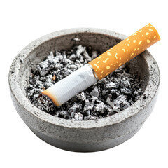 Burnt Cigarette Resting in Ashtray with Ash – Anti-Smoking Awareness PNG