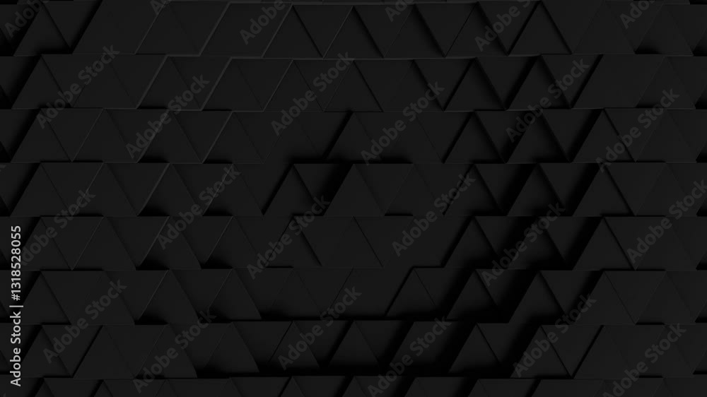 Wall mural abstract dark black 3d triangle pattern background video, 4k seamless loop