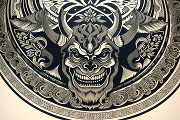 antique vintage illustration of the devil, horns, evil, horror, scary, satan, satanic, halloween, old print, mythological creature, dark art, engraving, folklore, macabre, fear, supernatural, ink