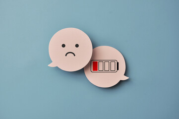 A dead battery, a symbol of lack of energy, fatigue, de-energization, sadness