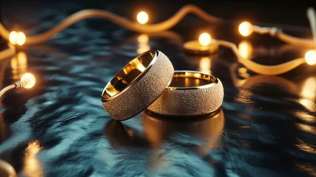 elite wedding engagement rings made of gold, unique original design, beautiful official wedding decoration