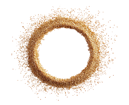 Golden ring explosion, abstract design, circular pattern, dark background - Powered by Adobe