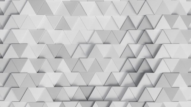 abstract light grey 3d triangle pattern background video, 4k seamless loop	