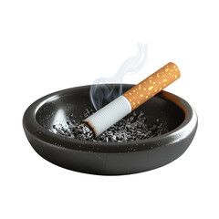 Burning Cigarette in Ashtray with Smoke &ndash; Isolated PNG for No Smoking Awareness
