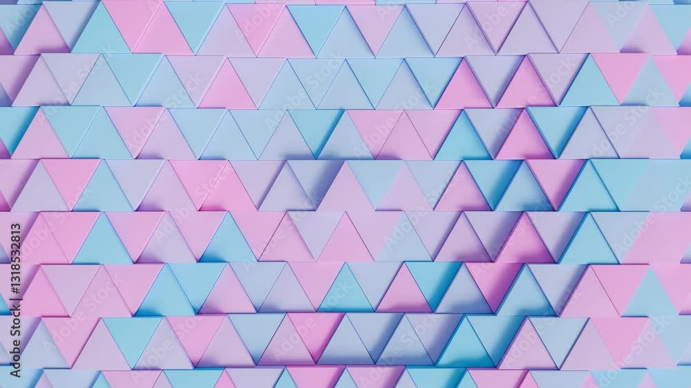 Wall mural abstract 3d candy color triangle pattern background video, 4k seamless loop