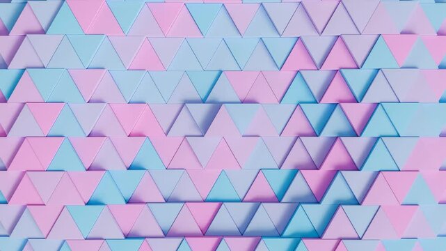 abstract 3d candy color triangle pattern background video, 4k seamless loop	