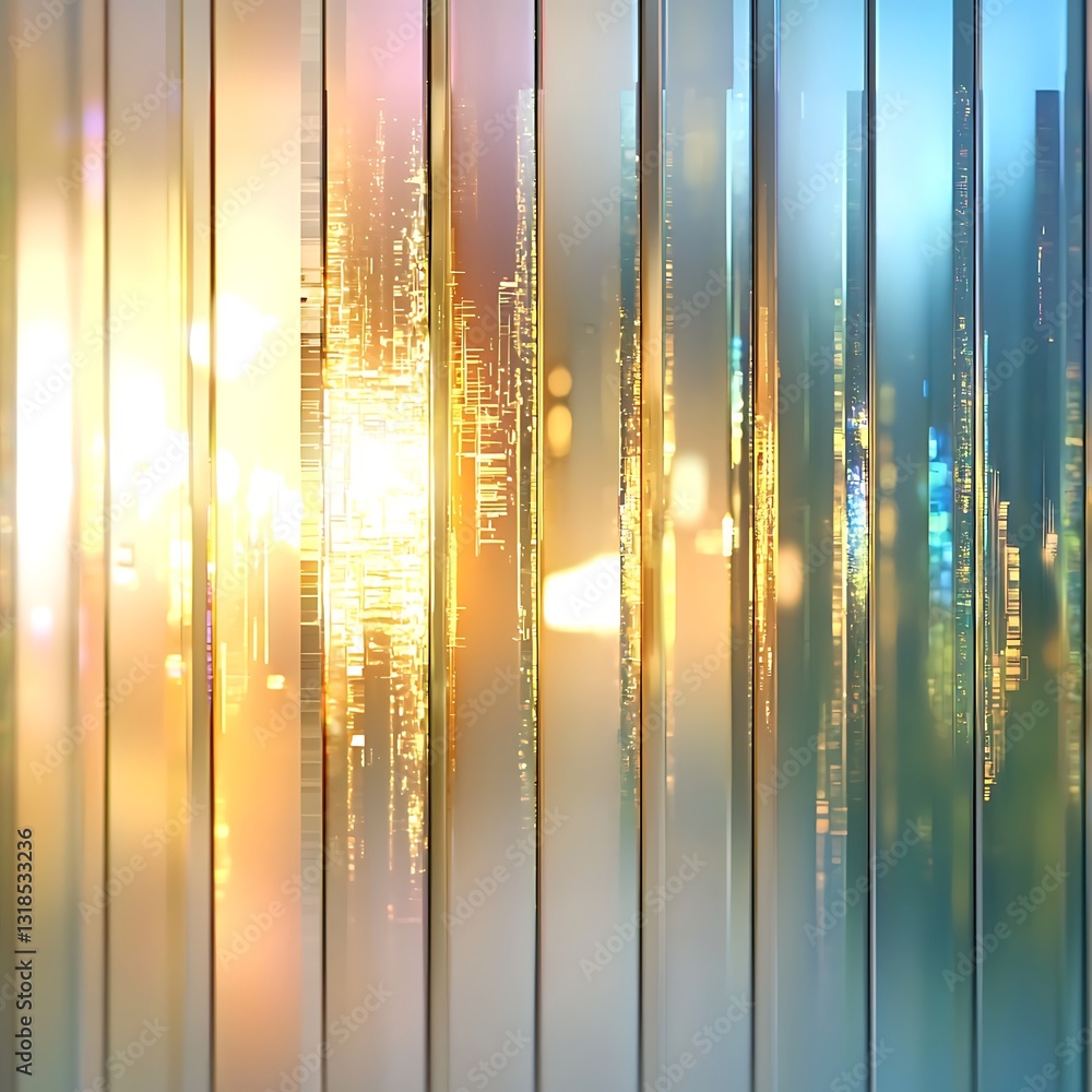 Aufkleber abstract glass panel reflection with light rays and colorful background for modern design concepts