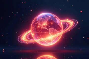 Obraz premium Holographic energy swirls around a glowing orb suspended in mid-air, mystical, ethereal, glow