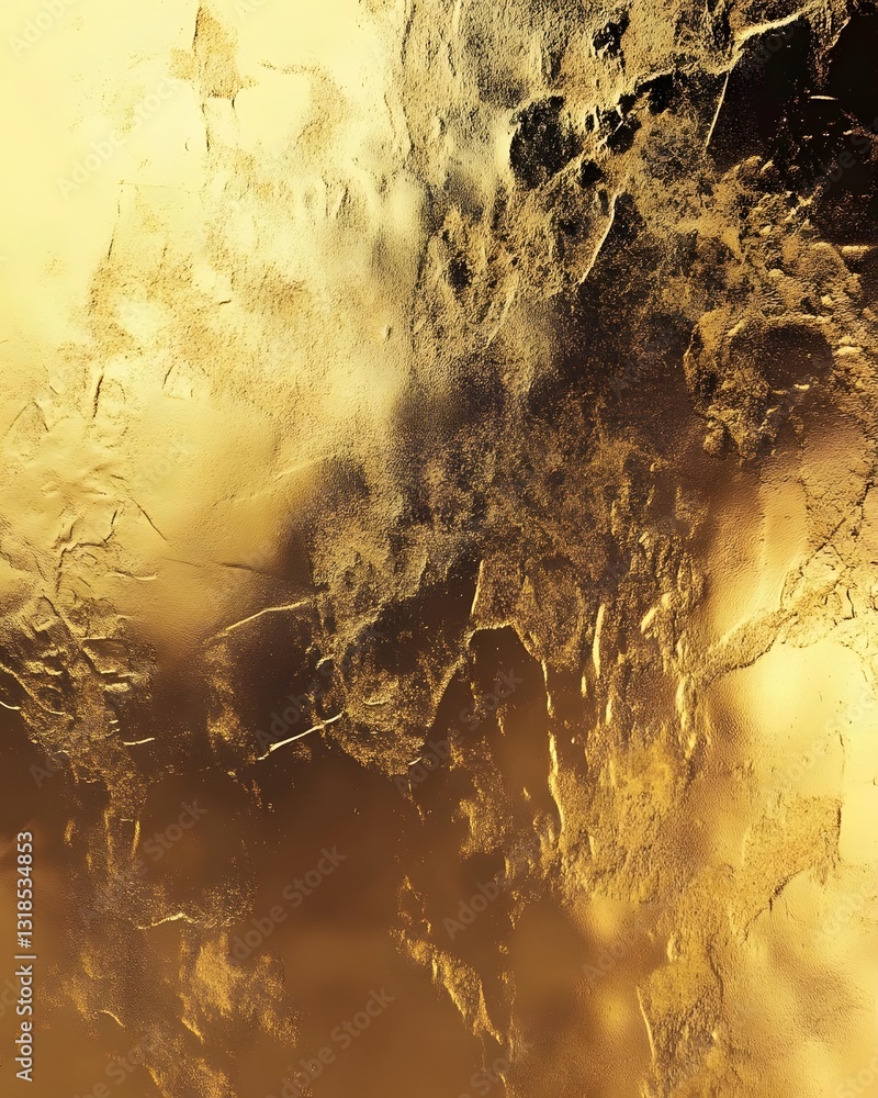 Poster abstract golden texture resembling fluid movement, with hints of light reflections and shadows