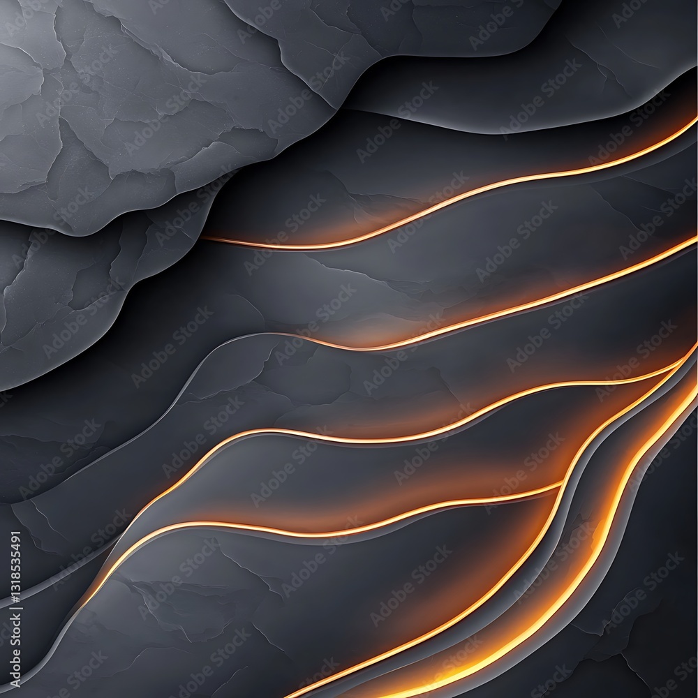 Poster abstract gray and orange waves with textured background for modern design projects and artwork