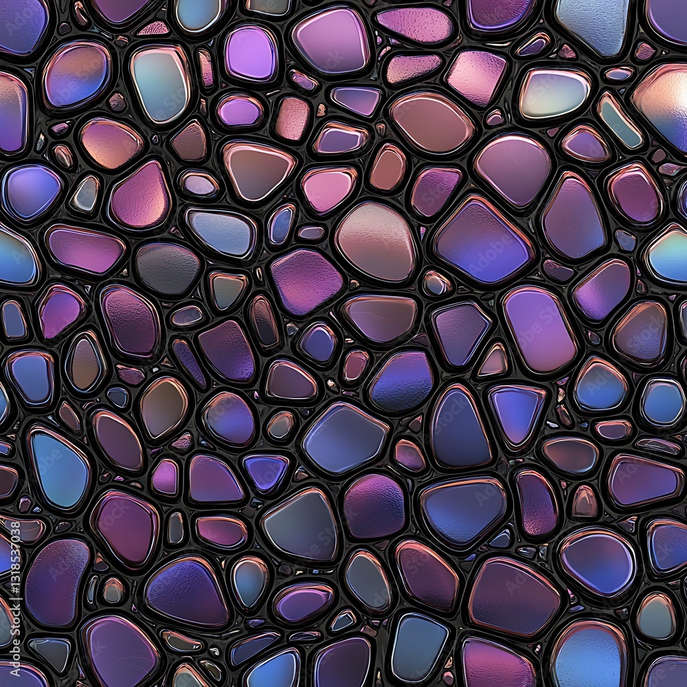 Poster abstract colorful stone texture with iridescent hues and smooth curved shapes on a dark background